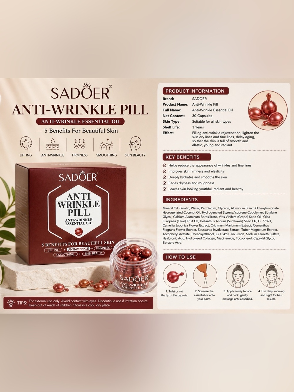 Sadoer Anti-Wrinkle Pill Essential Oil Serum